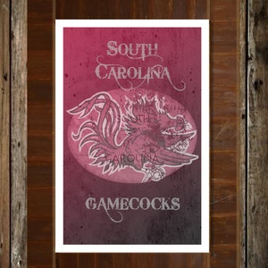 Columbia South Carolina University Map Topographical Sports Print Art 11x17