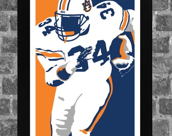 Auburn Tigers Bo Jackson Portrait Sports Print Art 11x17 inches