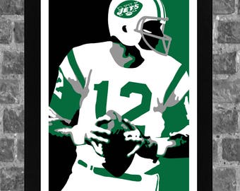 New York Joe Namath Portrait Sports Print Art 11x17