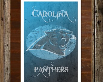 Charlotte Carolina Map Topographical Sports Print Art 11x17