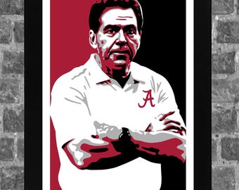 Tuscaloosa Alabama Nicholas Saban Portrait Sports Print Art 11x17 inches