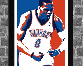 Oklahoma City Thunder Russell Westbrook Portrait Sports Print Art 11x17