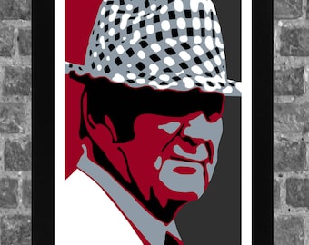 Alabama Crimson Tide Bear Bryant Portrait Sports Print Art 11x17