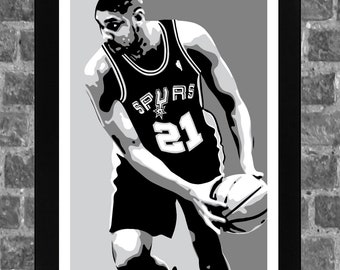 San Antonio Spurs Tim Duncan Portrait Sports Print Art 11x17