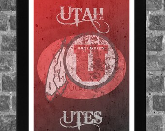 Utah Map Topographical Salt Lake City Sports Poster Print Art 11x17 inches