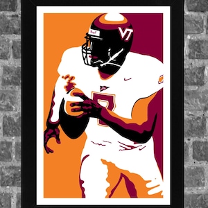 Blacksburg Virginia Michael Vick Portrait Sports Poster Print Art 11x17 inches