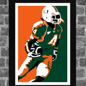 Miami Hurricanes Devin Hester Portrait Sports Print Art 11x17 inches