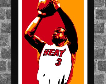 Miami Heat Dwyane Wade Portrait Sports Print Art 11x17 inches