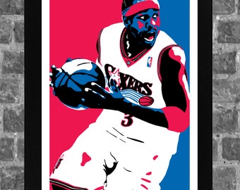 Philadelphia 76ers Allen Iverson Portrait Sports Print Art 11x17