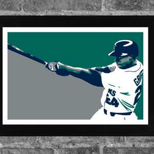 Seattle Mariners Ken Griffey Jr Portrait Sports Print Art 17x11