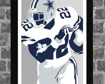 Dallas Emmitt Smith Portrait Sports Art 11x17 Digital Download