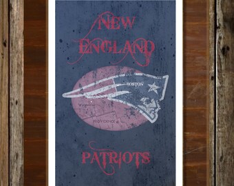 New England Massachusetts Map Topographical Sports Print Art 11x17