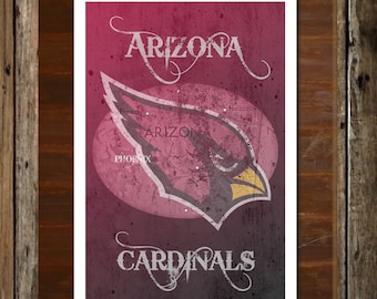 Arizona Cardinals Map Topographical Sports Print Art 11x17