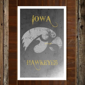 Iowa City University Map Topographical Sports Print Art 11x17