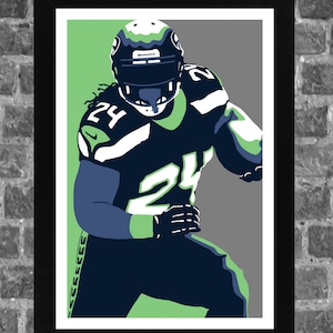 Seattle Marshawn Lynch Portrait Sports Print Art 11x17 inches