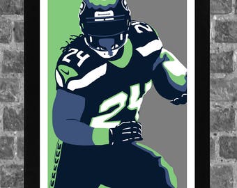 Seattle Marshawn Lynch Sports Print Art 11x17