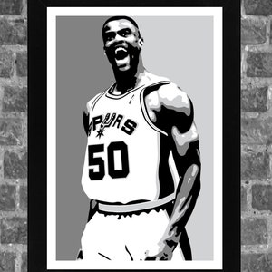 San Antonio Spurs David Robinson Portrait Sports Print Art 11x17