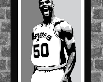 San Antonio Spurs David Robinson Portrait Sports Print Art 11x17