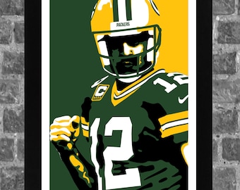 Green Bay Aaron Rodgers Portrait Sports Print Art 11x17
