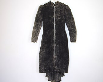 80's BLACK DENIM ZIP up dress