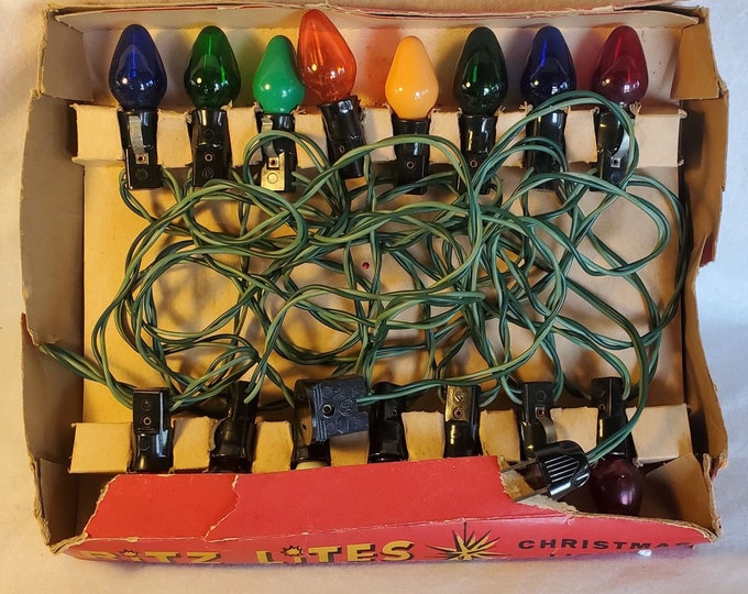 Antique Christmas Light Strand C7 in Box, Antique Christmas Lights