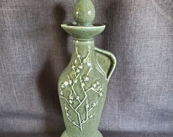 Vintage Jim Beam Green Glazed Decanter, Vintage Ceramic Decanters, James Beam Green Ceramic Decanter