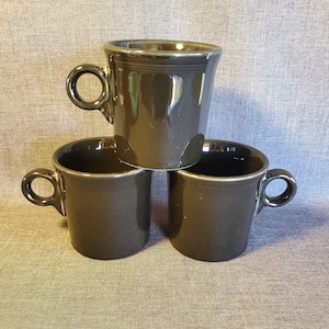 Set of 3 Mugs, Fiesta Black by Homer Laughlin, Fiesta Black Mug, 3.5 in. Mug, Fiesta Ware