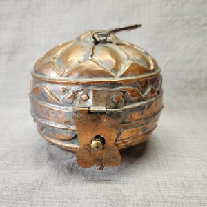Vintage Copper Box, Embossed Copper Box, 6 x 6 in.