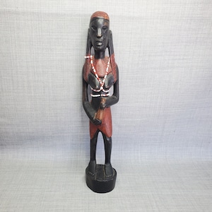 Carved African Maasai Wood Figure, Vintage African Carved Wood Figure, 12 1/2 in. tall.