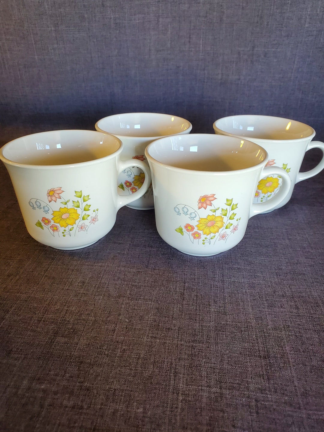 Set of 4 Meadow Corelle Mugs by Corning Corning Ware Mugs Etsy