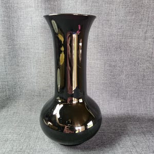 Amethyst Glass Vase, 8 in. Mid-Century Purple Glass Vase, Amethyst Glass Vase