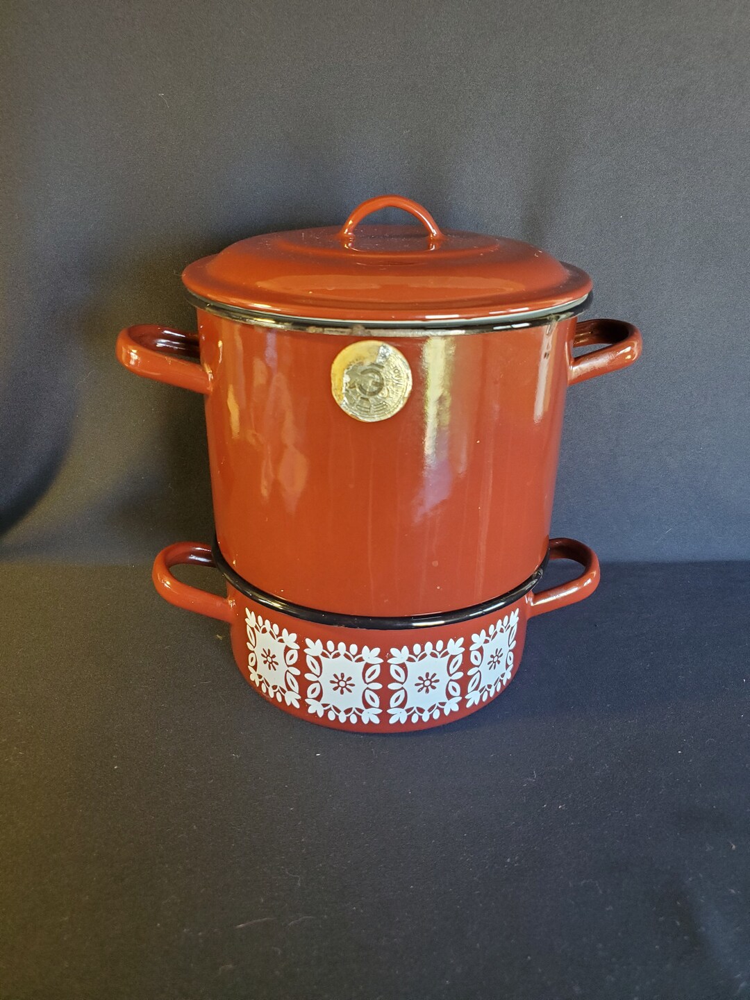Vintage ERO Enamelware Steamer Pot Brown Enamelware Steamer Etsy