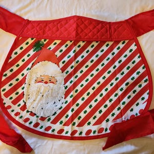 Vintage Christmas Red and White Cotton Apron, Retro Apron, Vintage Christmas Apron, Vintage Cotton Apron