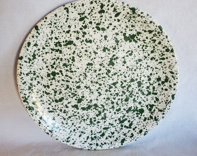 Confetti Green Speckled Paden City Pottery Plate, 9 1/2 In. Paden City