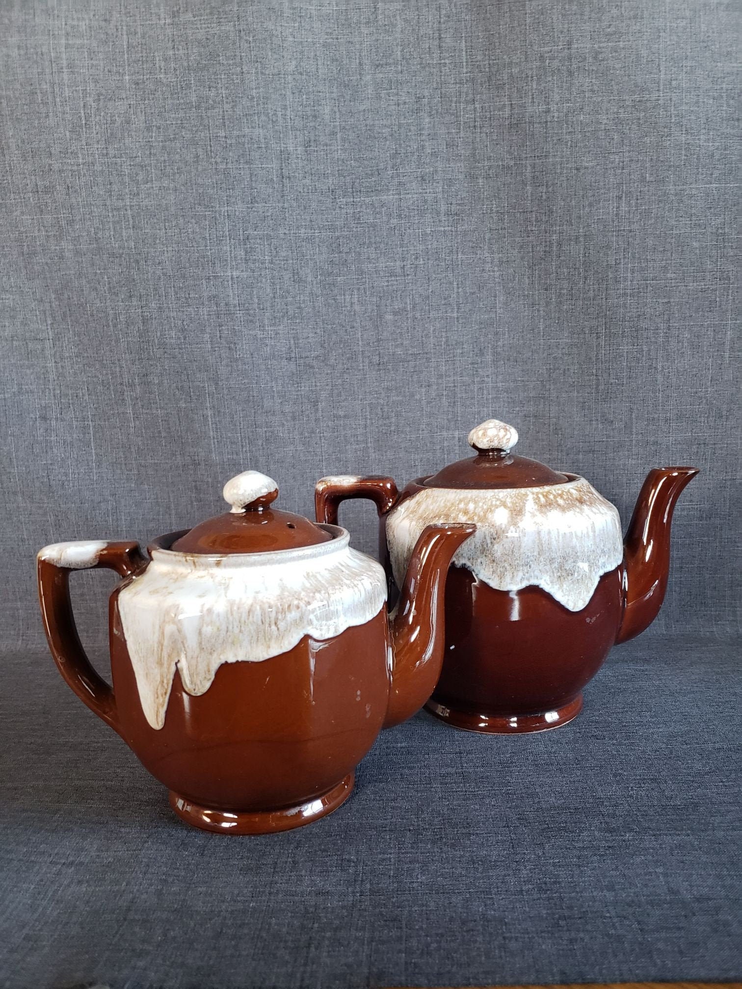 Set of 2 Vintage Brown Drip Teapots Made in Japan Brown Drip Etsy