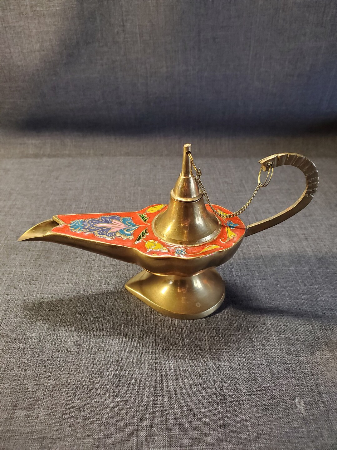 Vintage Brass Oil Lamp, Brass Genie Lamp, Vintage Brass Oil Lamp With