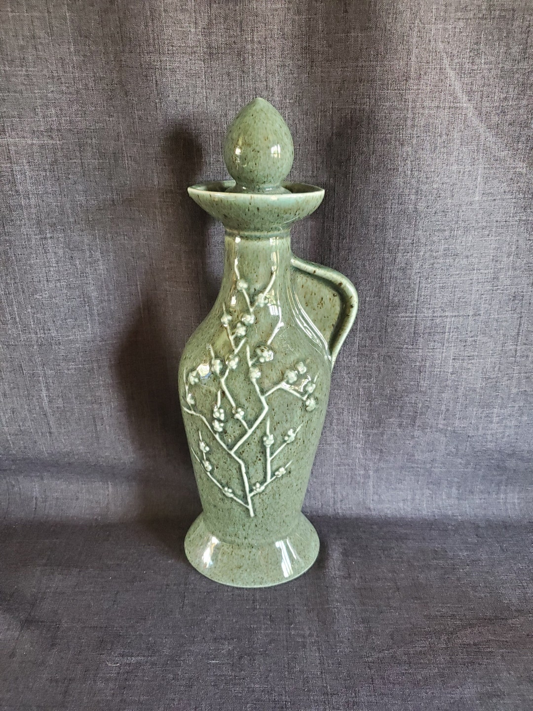 Vintage Jim Beam Green Glazed Decanter Vintage Ceramic Etsy