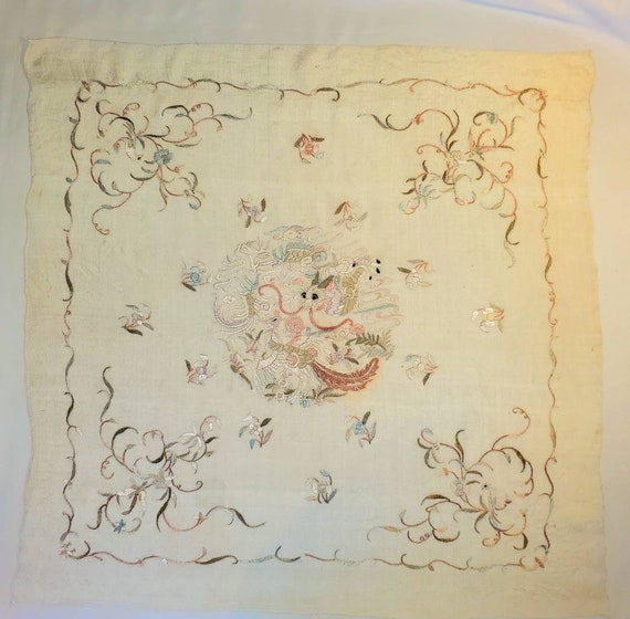 vintage silk scarf chinese - Gem