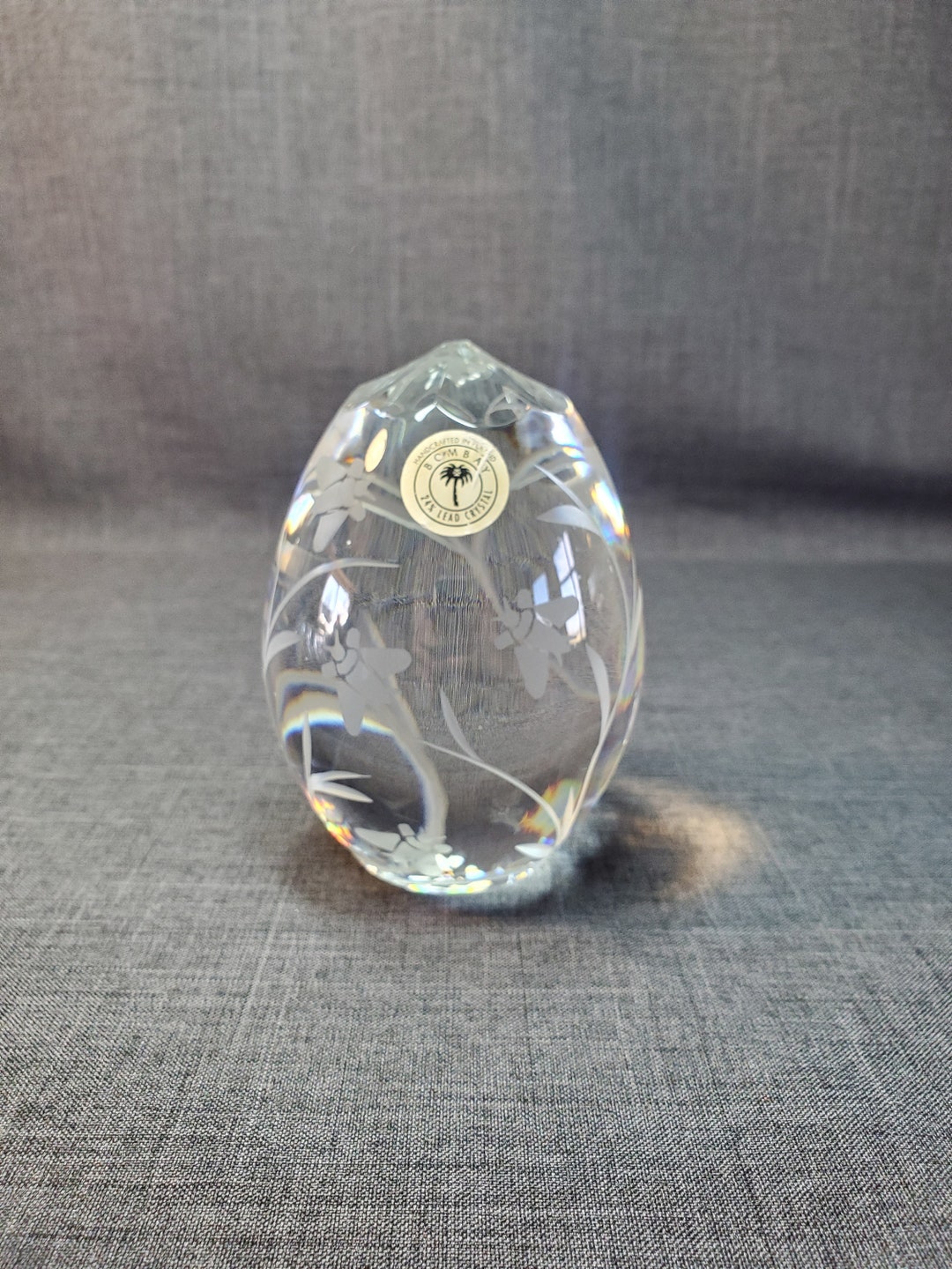 Lead Crystal Bee Etched Paperweight, Bombay Lead Crystal Paperweight Etsy