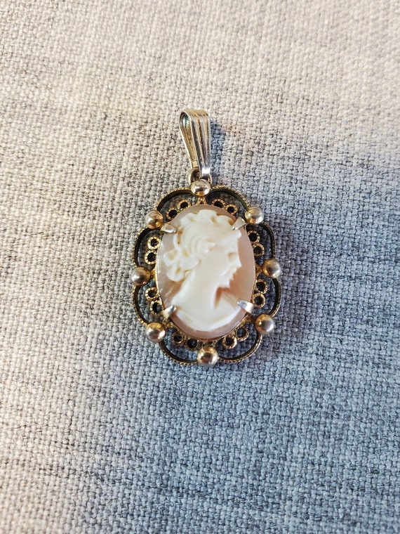 Vintage Sorrento 12 K. Gold Filled Cameo Pendant, 