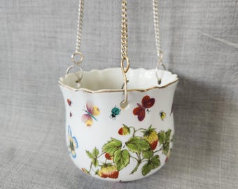 Spring Time Hanging Flower Pot by Lenwile Ardalt, Japan Spring Time, Porcelain Butterfly by Lenwile