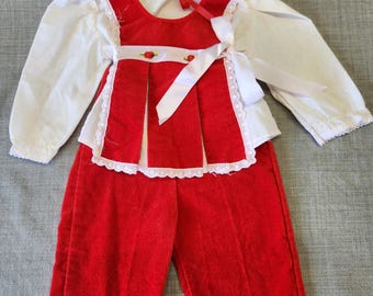 Vintage Toddler/Baby Girl Set, Shirt and Pants Set