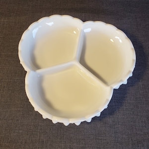 Vintage Fenton Hobnail Milk Glass Divided Relish, Fenton Hobnail Milk Glass, Fenton Milk Glass Relish