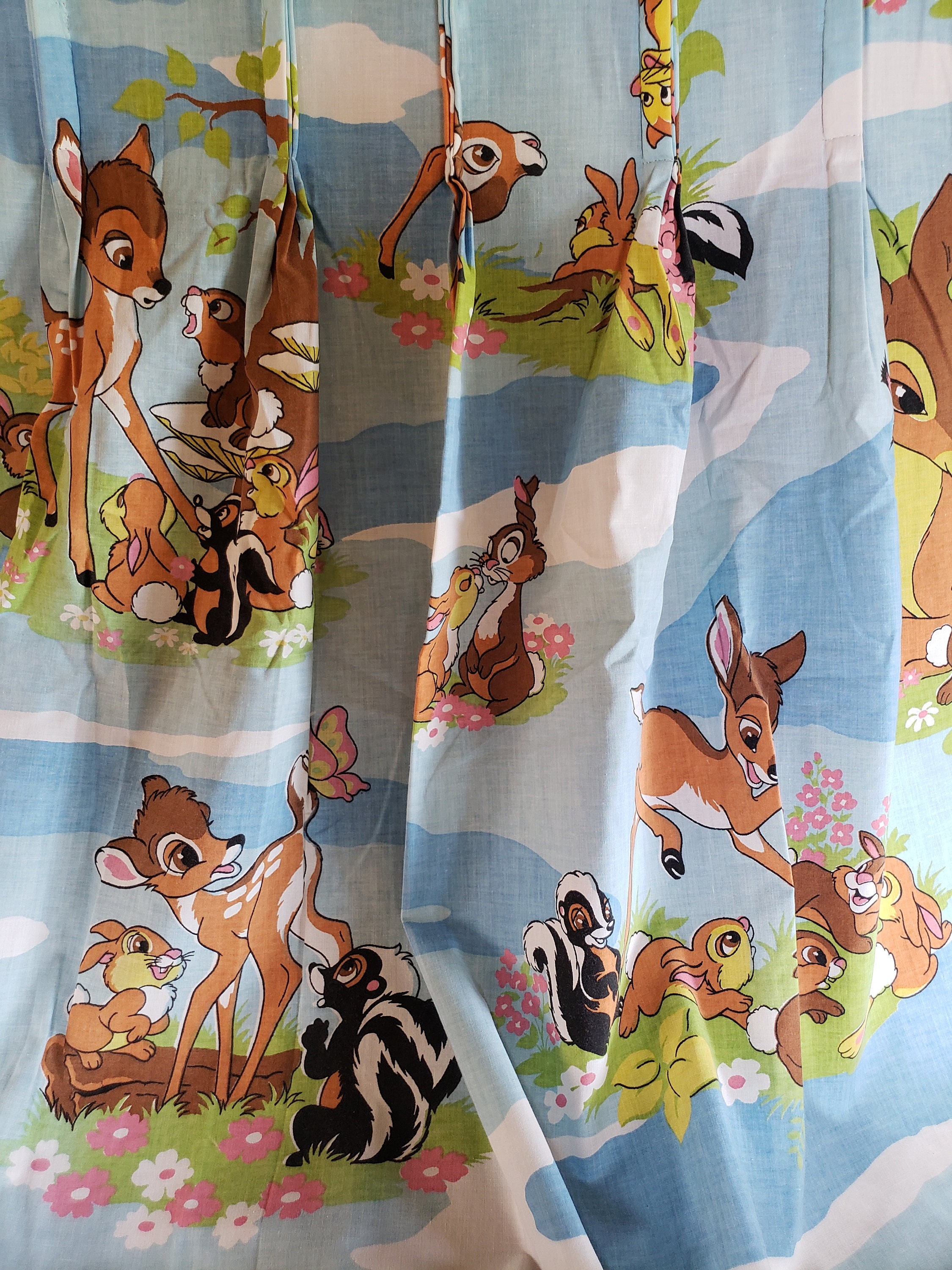 Vintage Disney Bambi Curtain Panels Set of 4 Bambi Curtain Etsy