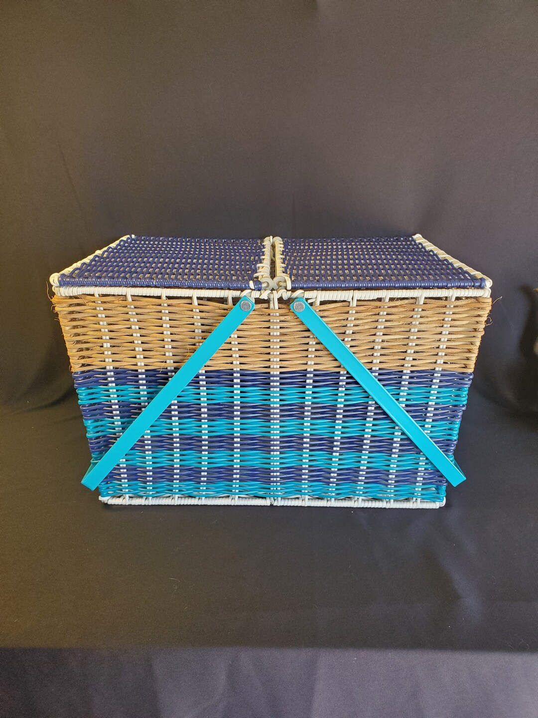 Vintage Picnic Basket With Metal Handles Vintage Picnic Etsy