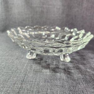 Fostoria American Clear 3 Foot Candy Dish, Fostoria American Candy Bowl, Vintage Fostoria Candy Dish, 6 1/2 in.