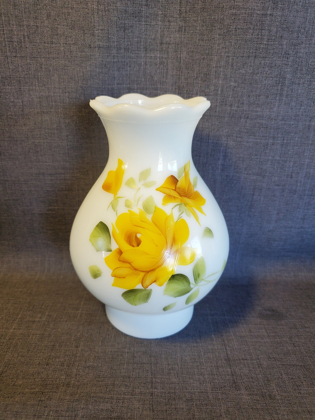 Vintage Milk Glass Oil Lamp Light Shade Ruffled Top White Etsy