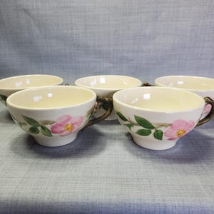 Set of 5 Vintage Franciscan &quot;Desert Rose&quot; Teacups, Desert Rose Teacups