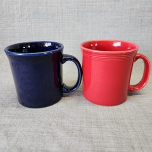 Set of 2 Fiesta Scarlet Red & Cobalt Blue by Homer Laughlin Mugs, Java Mugs Fiesta Ware