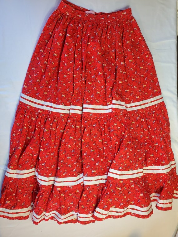 Vintage handmade Gunne Sax Style Maxi Skirt, Red F